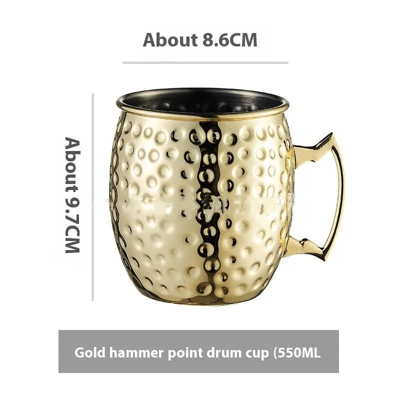 Stainless steel Moscow Mule cocktail glass with copper plating in multiple colour options