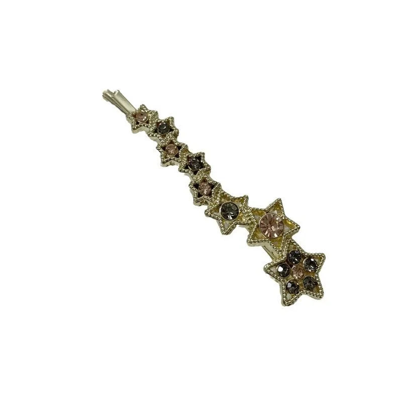 Gold Korean-style alloy hair barrettes with broken clip and star decoration.