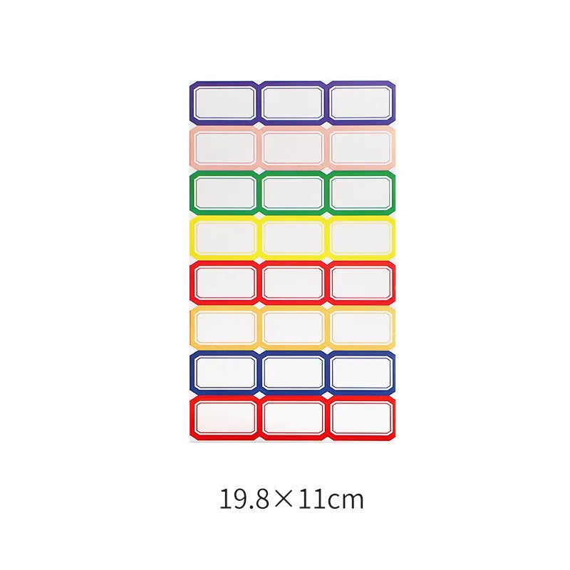 Assorted adhesive stickers and sticky notes showing grid formats and colourful designs with A6 ruler versions