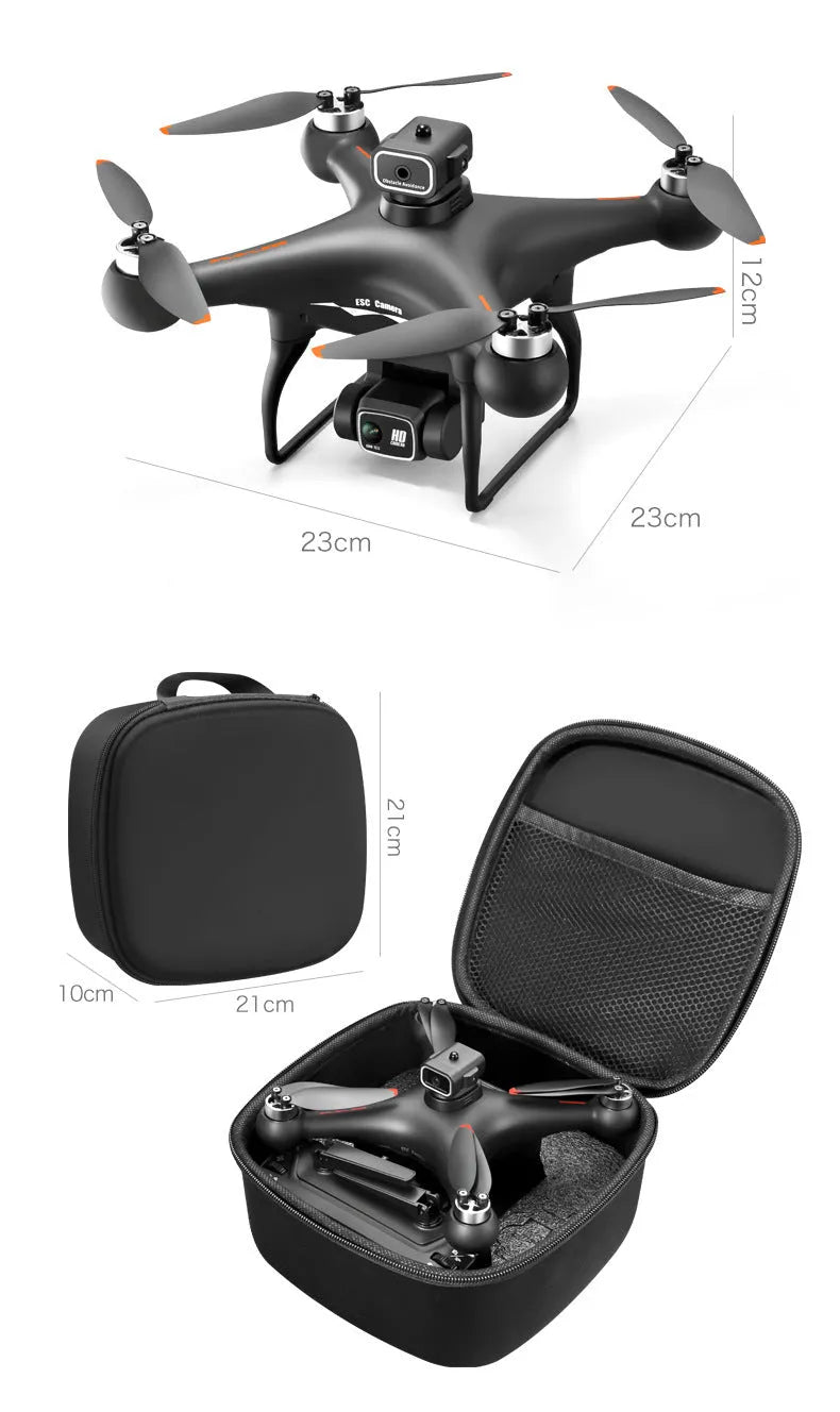 Black plastic brushless UAV drone with four-side obstacle avoidance and HD camera