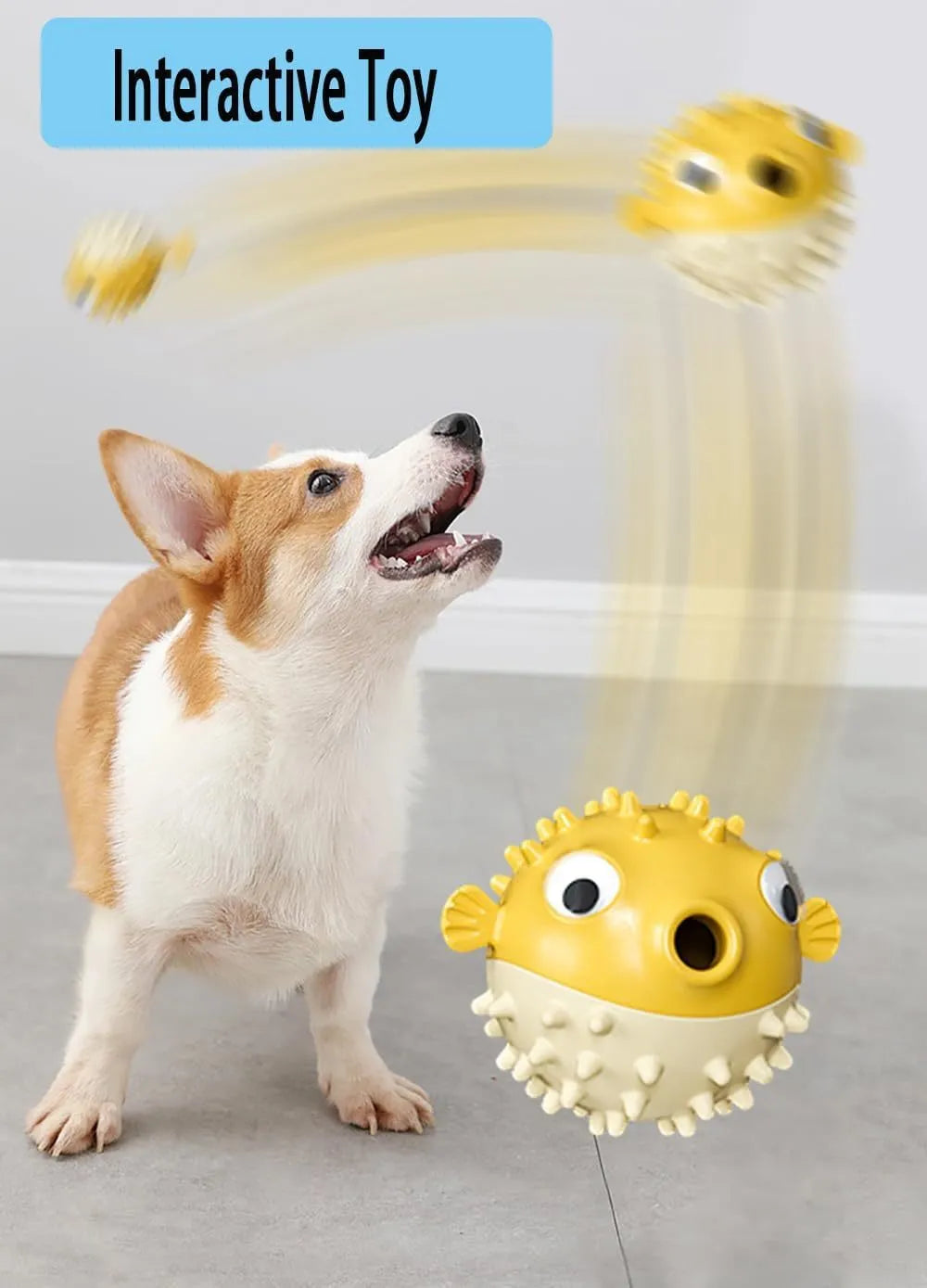 Green fish-shaped dog toy with textured surface for dental cleaning and treat dispensing