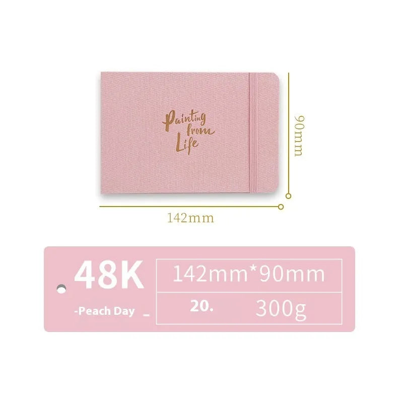 Feiluniao handmade fabric watercolour notebook with artistic cover design, 185mm length for portable sketching