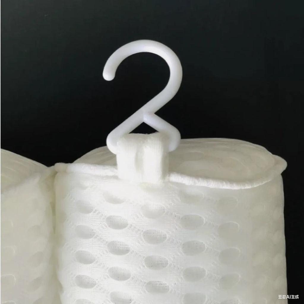 White bathtub pillow with 4D mesh surface and 7 suction cups on back