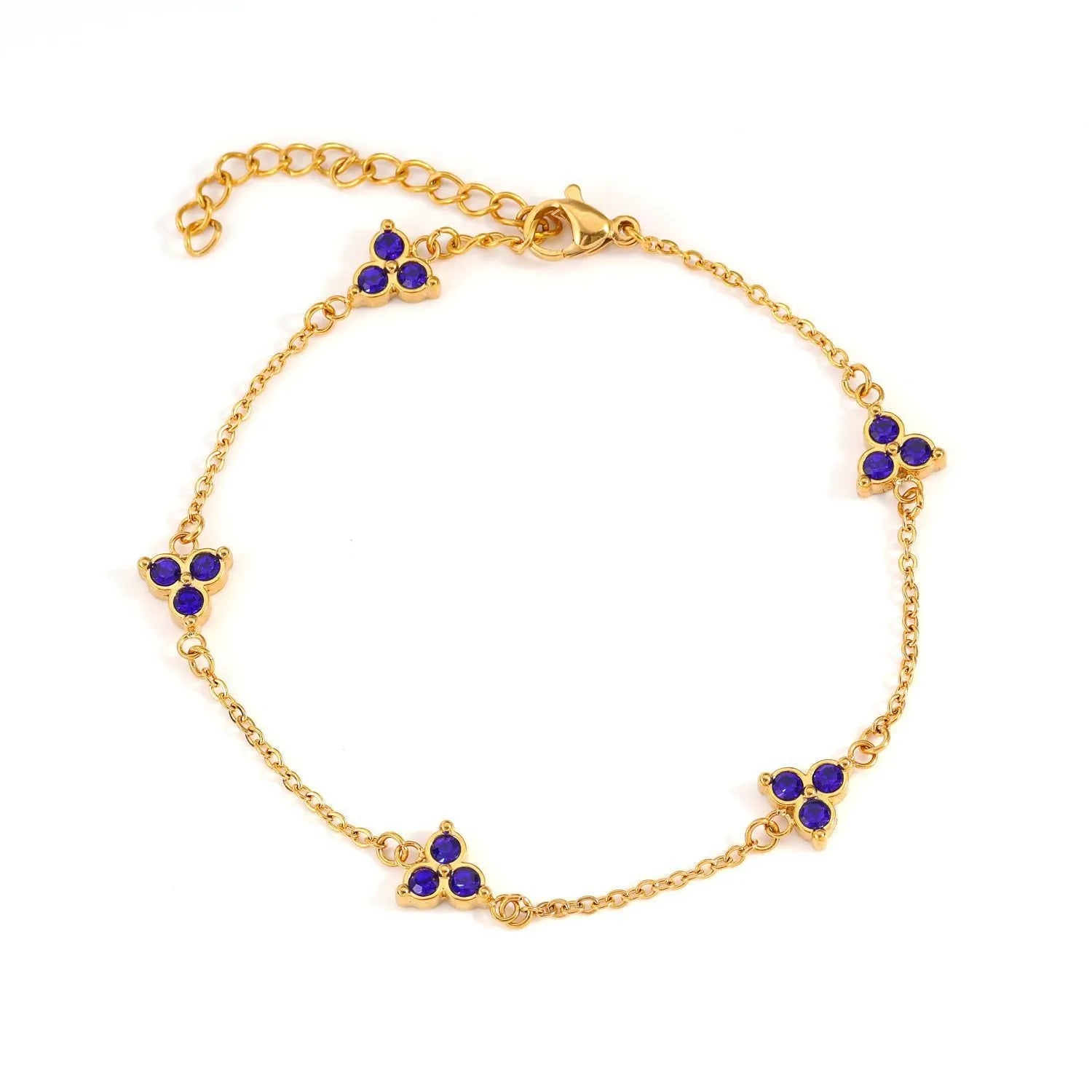 Geometric triangle women's bracelet in stainless steel with a choice of coloured centre stones on a gold or steel band.
