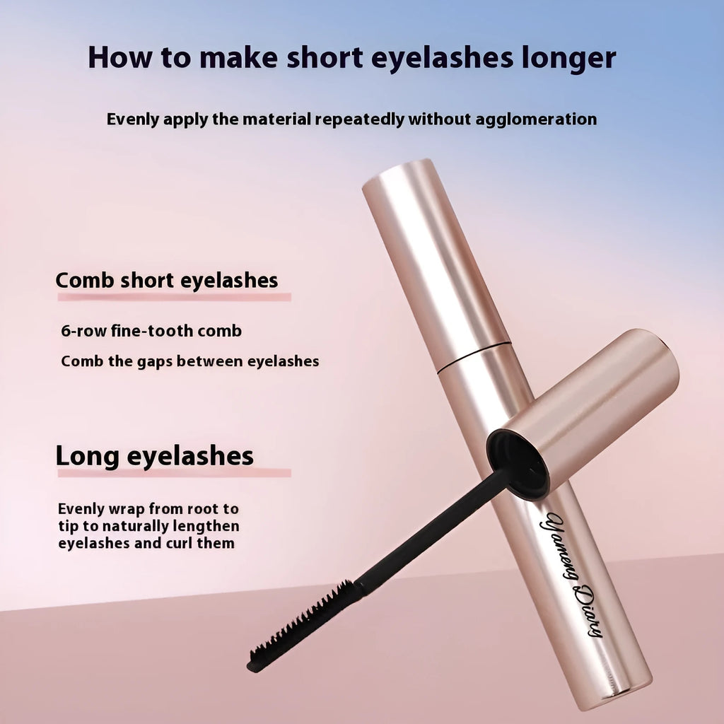Mascara tube with applicator for long curling lashes in black or brown options