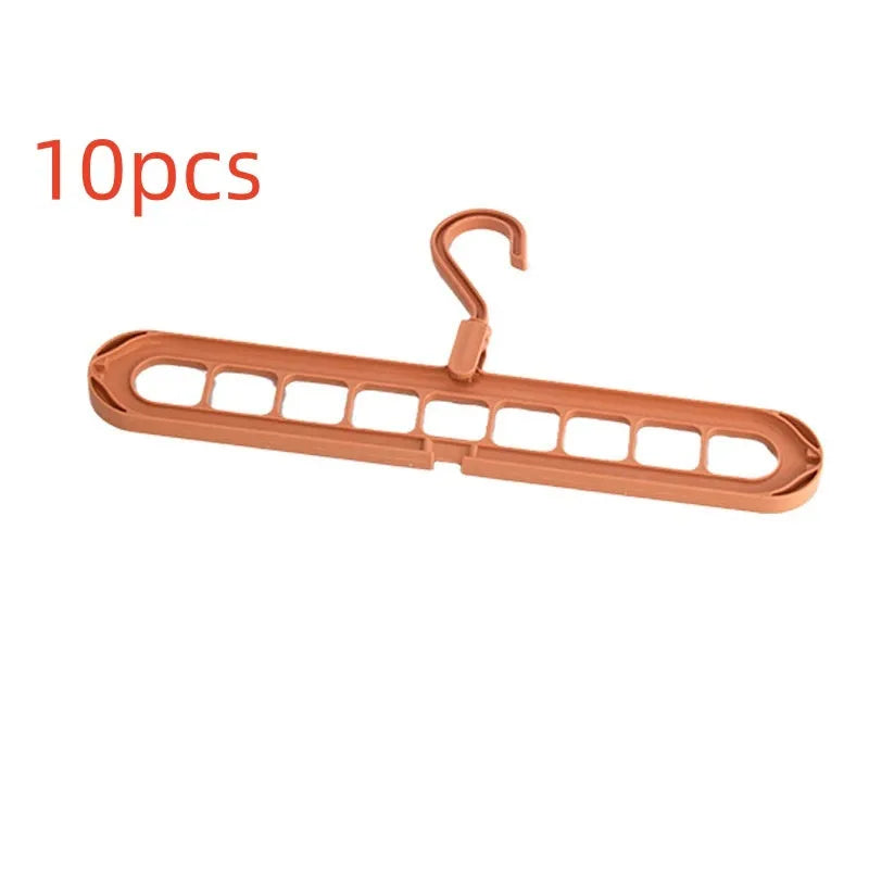 A plastic nine-hole seamless folding hanger for trousers, shown in one of five available colours.