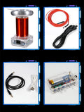Aluminium Tesla coil driver board with controller producing electrical arc display