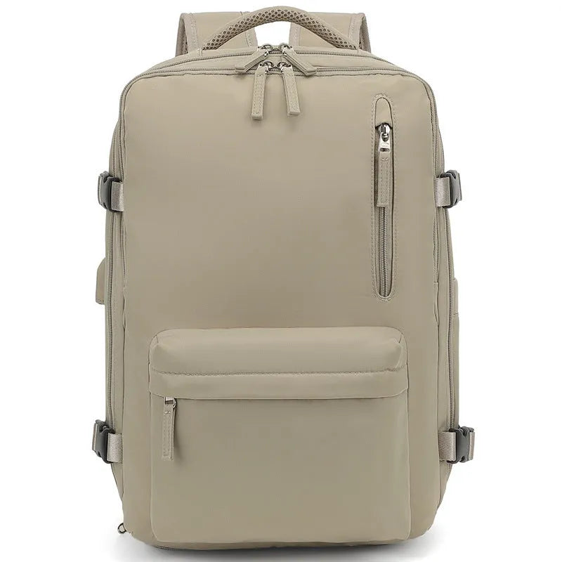 Women's large capacity Oxford cloth luggage backpack with curved straps in light grey colour