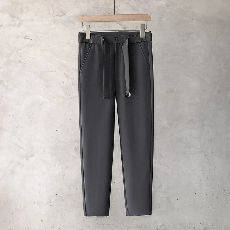 Boys slim straight wool trousers with tapered cut in black, white, dark grey or light grey
