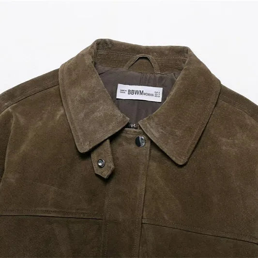 Women's PU leather jacket in regular fit with Japanese Korean casual styling