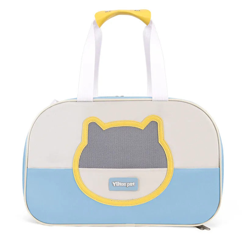 Outdoor portable foldable cat backpack in Oxford cloth with 15 jin capacity shown in blue colour option
