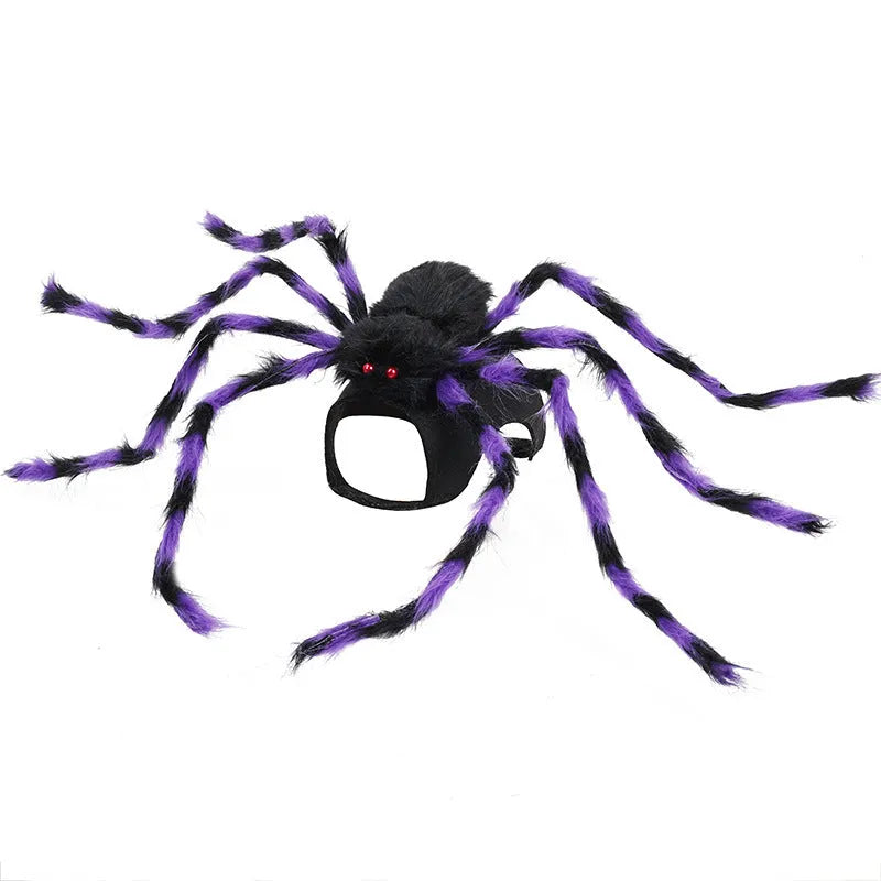Halloween spider costume for pets in polyester fabric shown in available colours