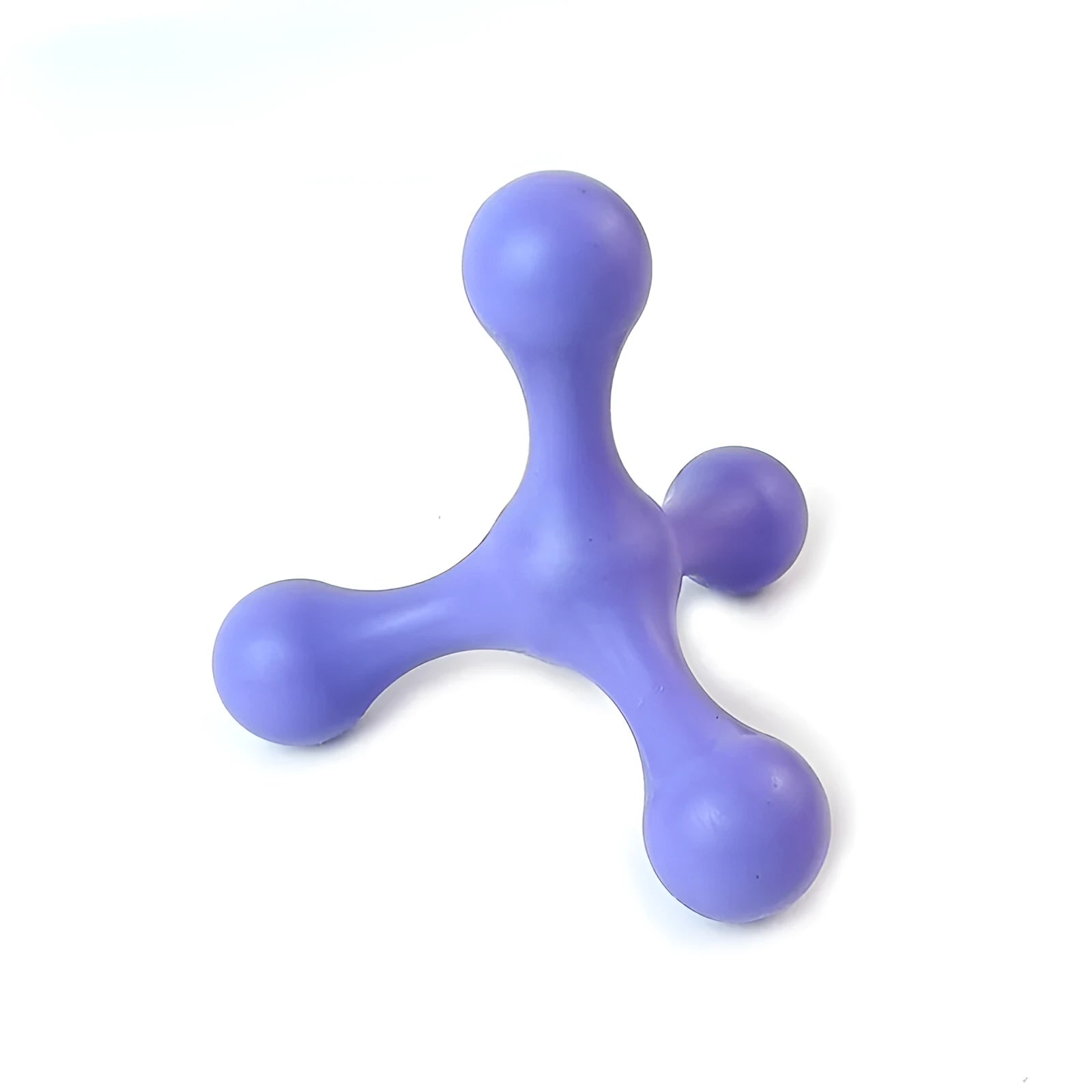 Blue silicone puppy chew toy with three-leg biter design for teething relief