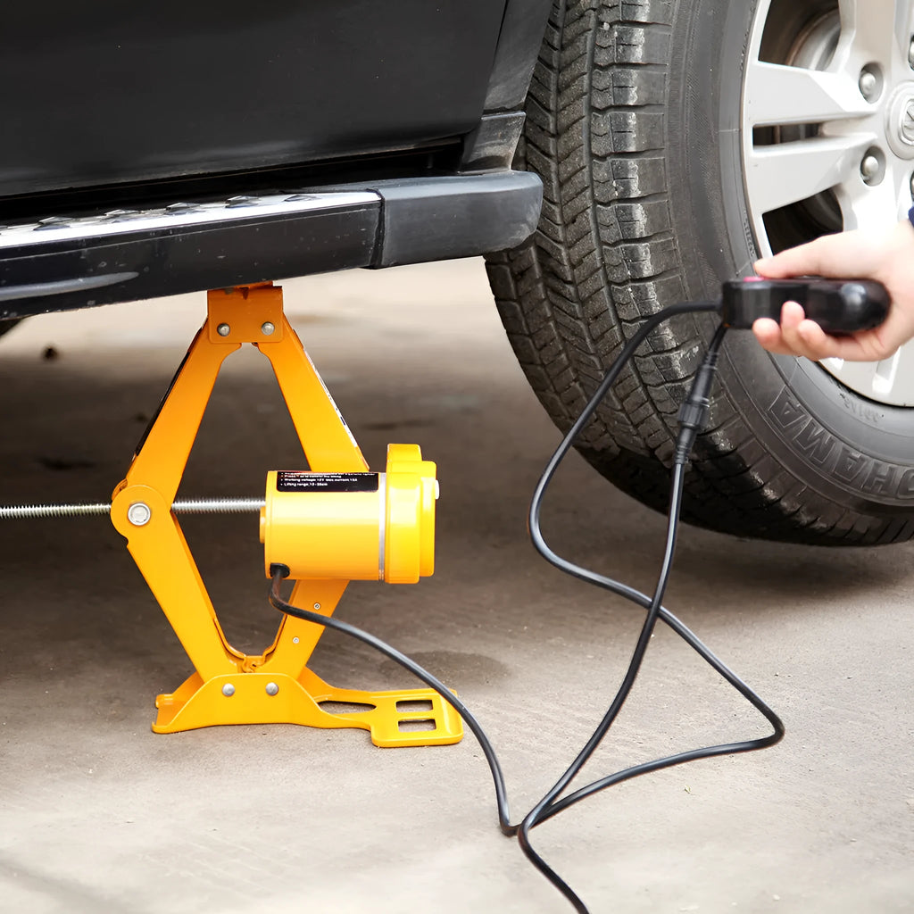 Electric hydraulic jack kit with 2 tonne capacity and 120-350mm height range