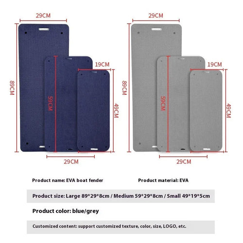 Blue EVA foam boat fender with thickened shockproof design for docking and hull protection.