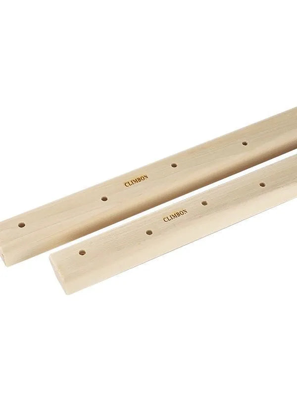 Set of three solid wooden grip training finger boards in 12cm, 40cm, and 50cm lengths.