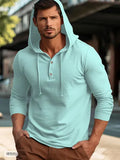 Cotton casual sports hoodie top in dark blue colour with pullover design and long sleeves