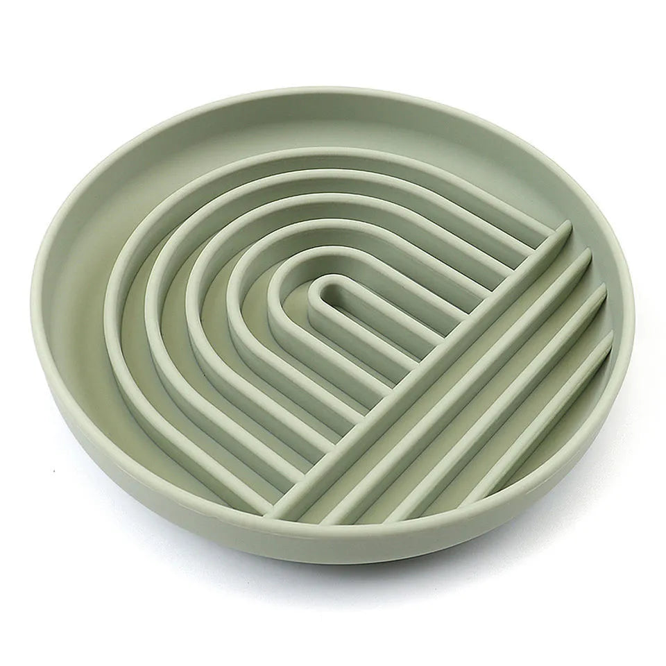 Slowdown Bowl silicone slow feeder dog bowl with ridge design in beige colour