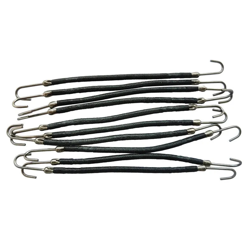Close-up of a double hook hair tool for wig making on a solid colour background.