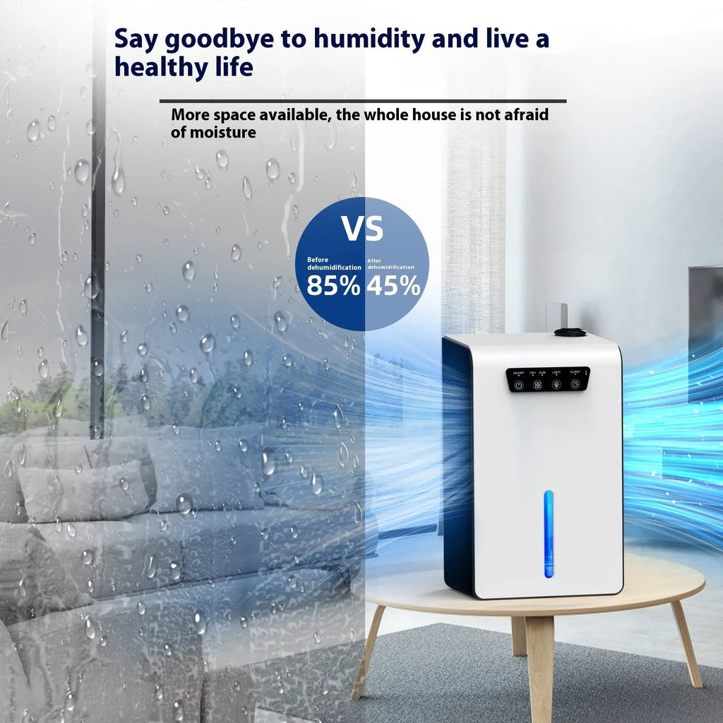 Milky white household dehumidifier for bedrooms with 2.6-4.0 litre water tank
