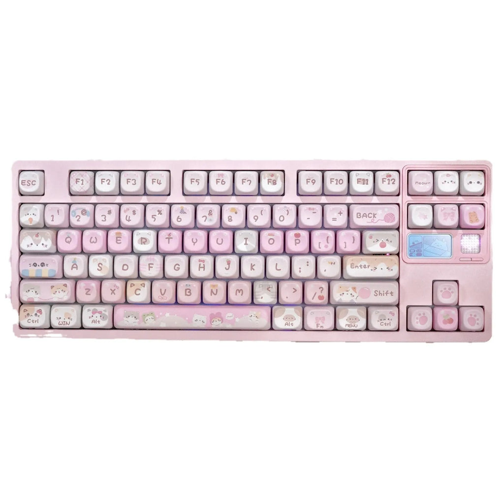 MOA height full five-sided sublimation key cap set with pink cartoon designs for mechanical gaming keyboards