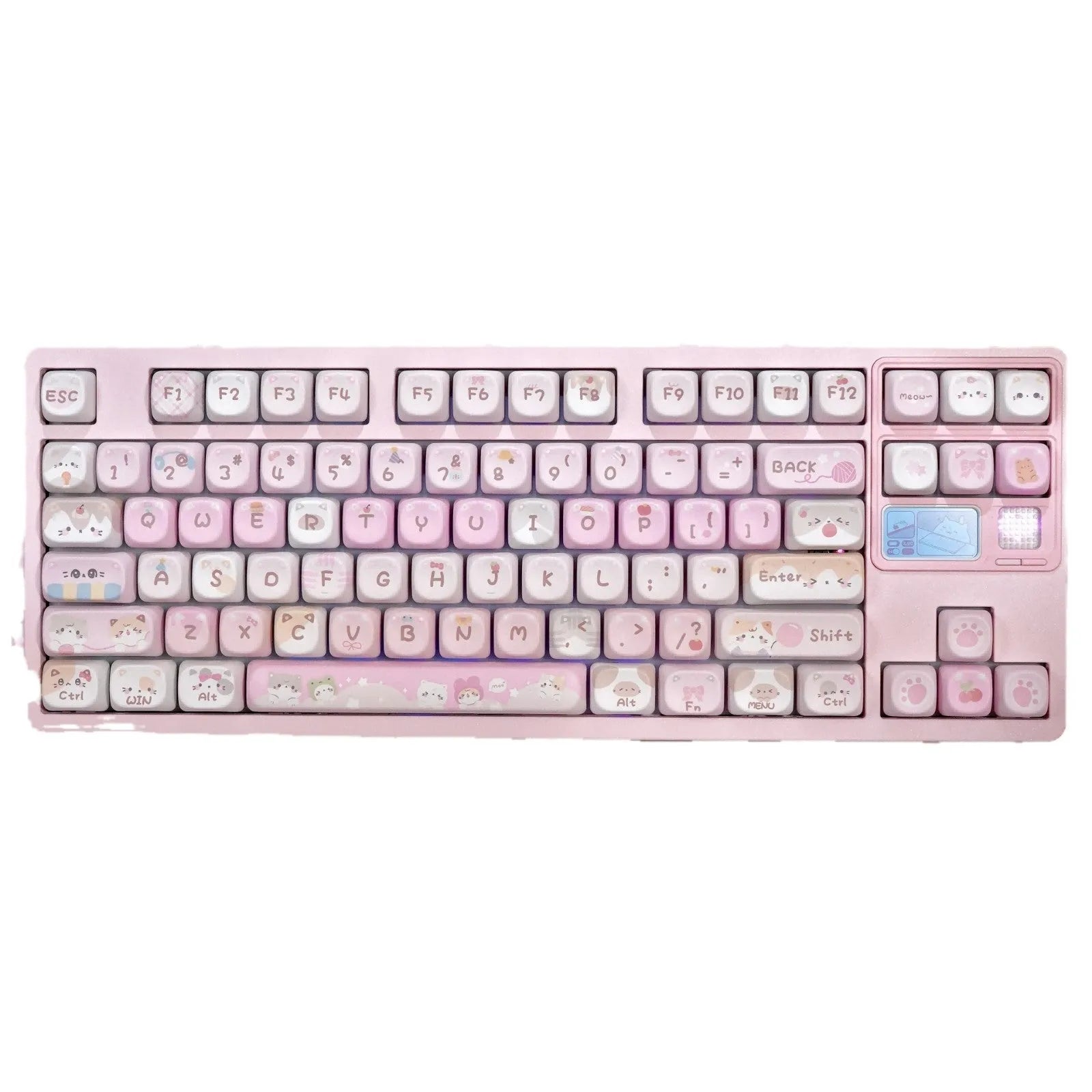 MOA height full five-sided sublimation key cap set with pink cartoon designs for mechanical gaming keyboards