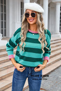 Women's loose fit acrylic sweater in multiple colours with round neck and long sleeves