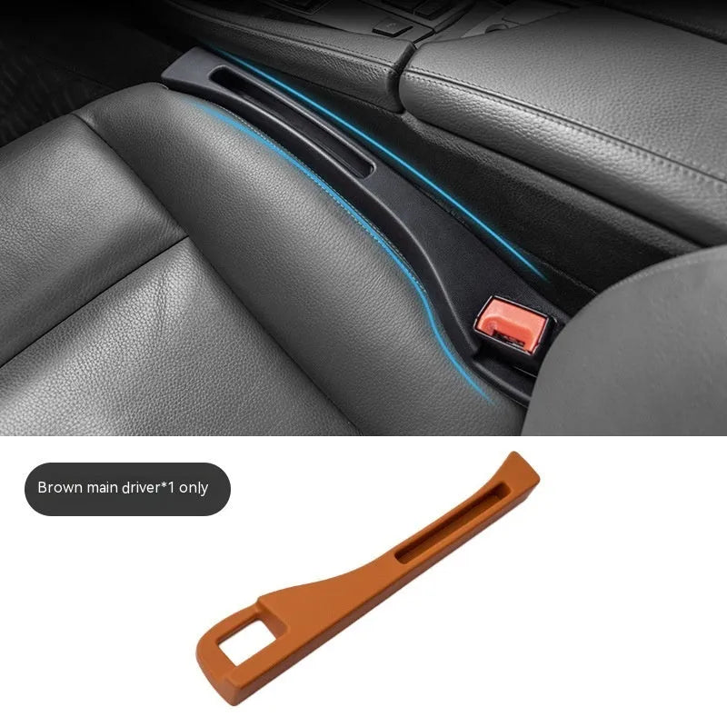 Plastic car seat gap storage organiser with handle in black or brown colour