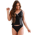 Black women's one-piece swimsuit with sleeveless split design