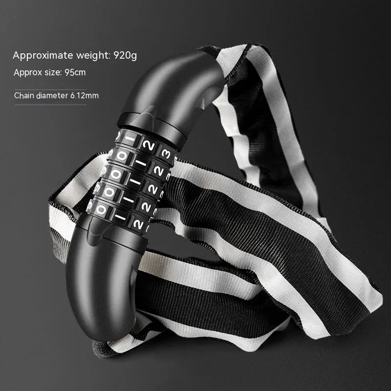 95cm zinc alloy mountain bike chain lock with anti-hydraulic shear design in black colour