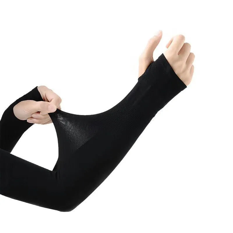 Open finger sun protection driving oversleeves in five colours with cooling nylon fabric