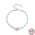 Sweet heart-shaped sterling silver 925 bracelet for women with 6mm pendant