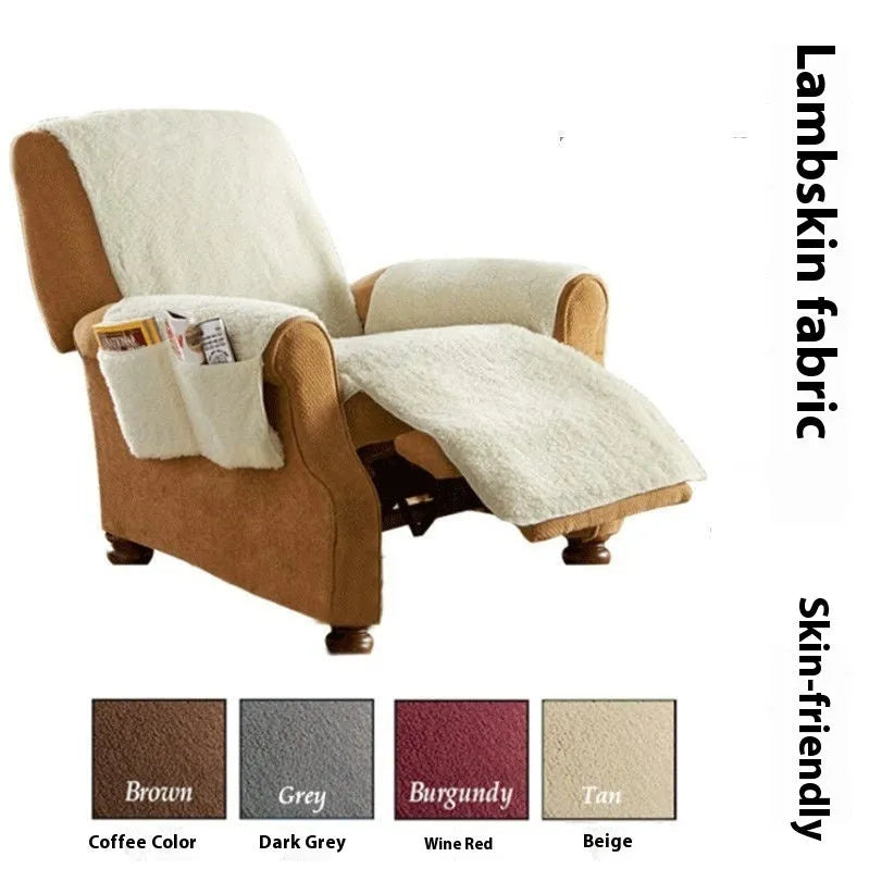 Universal polyester sofa cushion cover with lamb wool texture in beige, red, coffee, or grey.