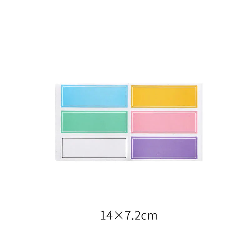 Assorted adhesive stickers and sticky notes showing grid formats and colourful designs with A6 ruler versions