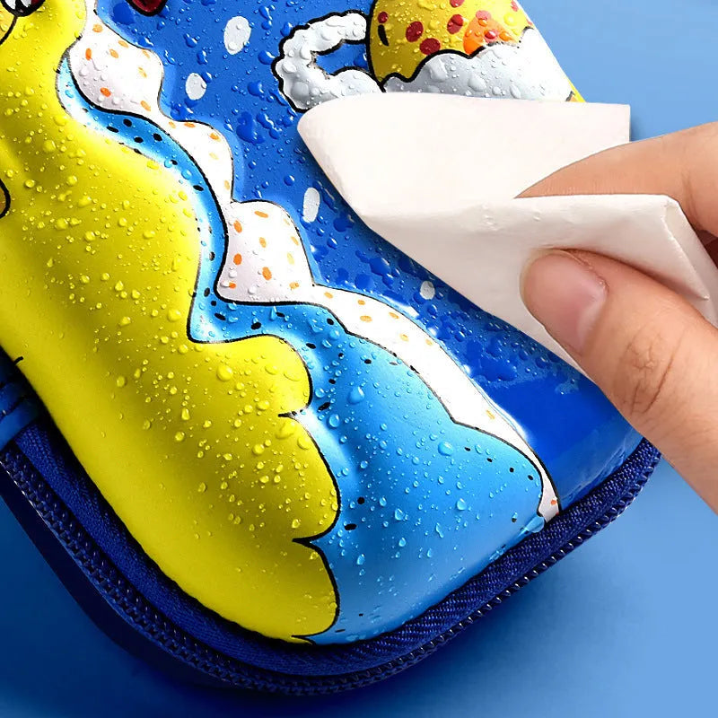 3D leather pencil case with sculpted spaceship design in multiple colour options