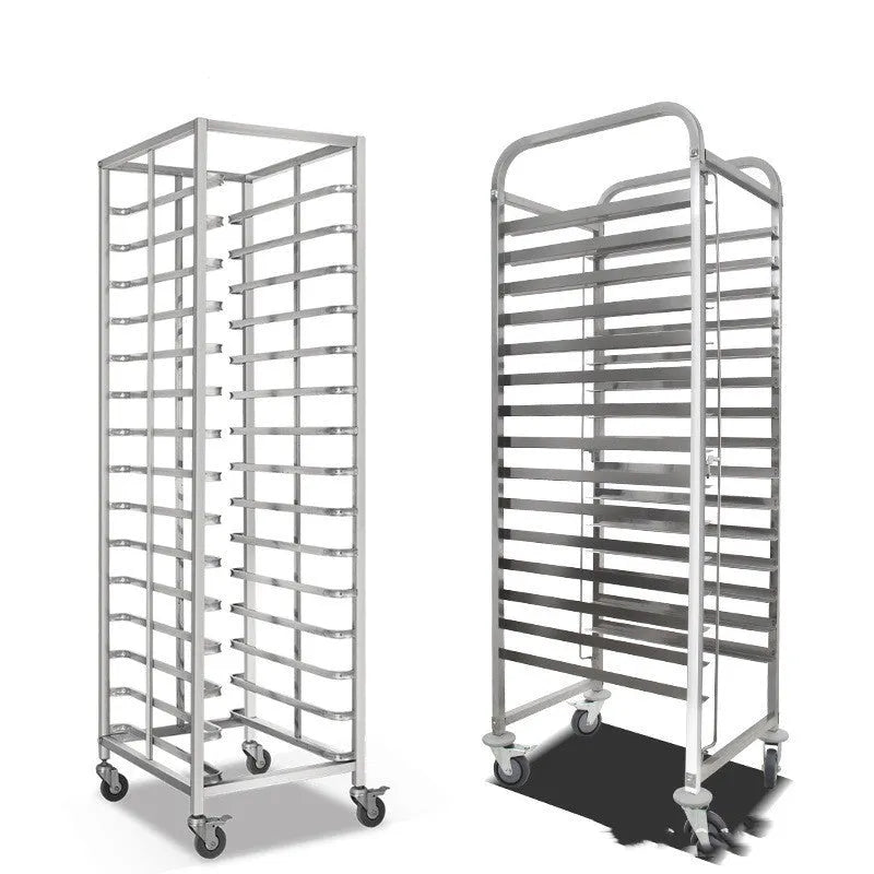 Stainless steel 6-layer baking tray rack with locking mechanism for 40x60cm commercial baking sheets
