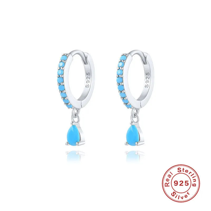 S925 sterling silver water drop earrings with diamond accents in gold or silver plating