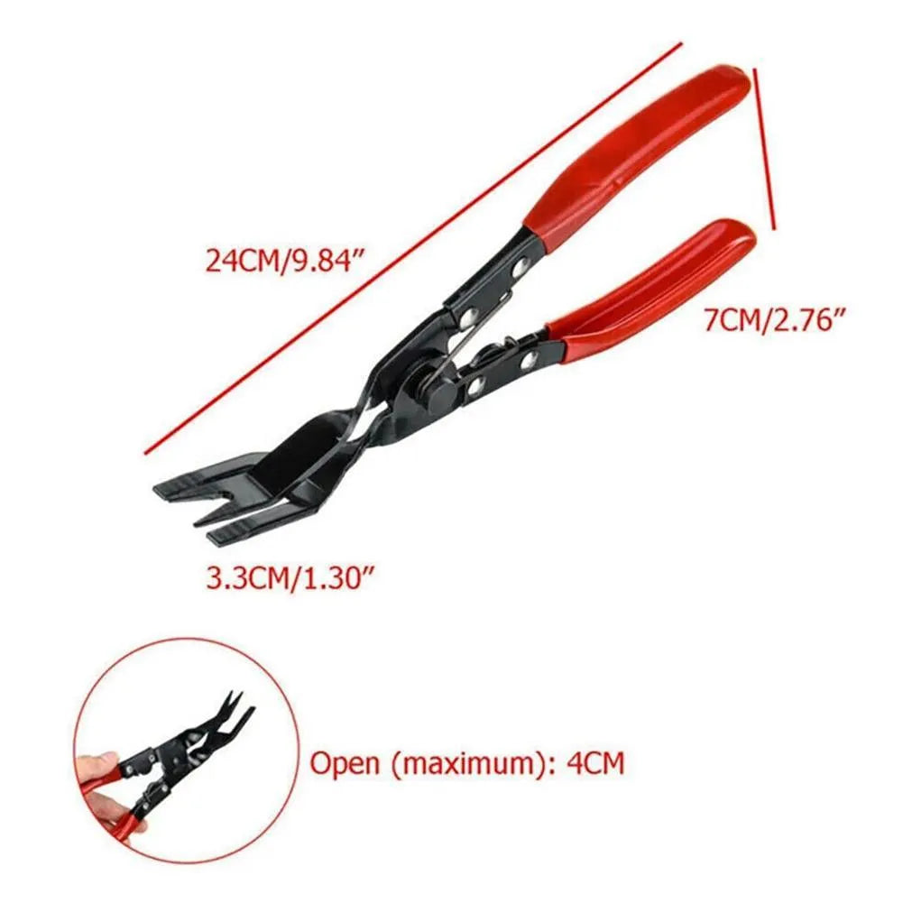 Blue steel car interior trim removal pliers with 235mm length and 32mm head