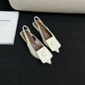 Women's low heel pointed toe sandals with back strap in apricot colour