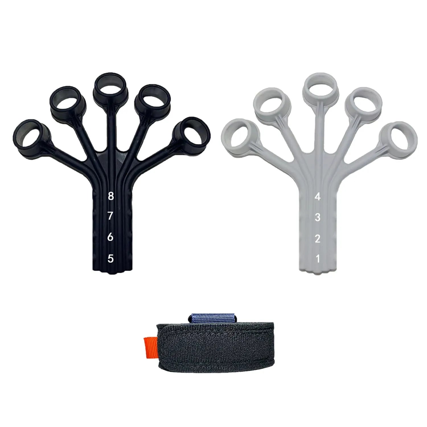 Silicone finger flexion and extension trainer with adjusting belt for adult rehabilitation