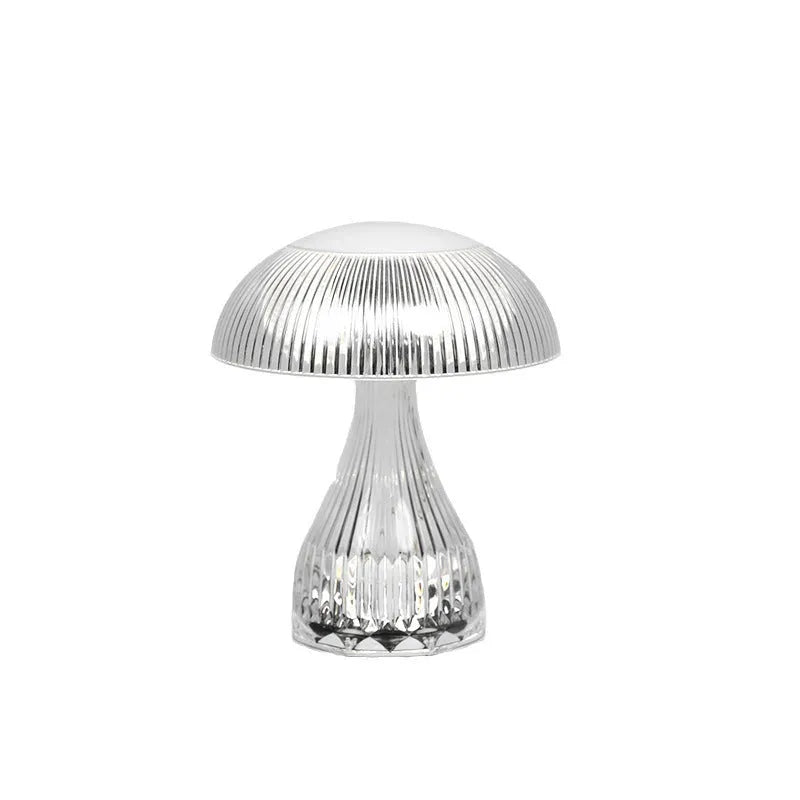 White acrylic USB rechargeable touch control table lamp with three colour settings.