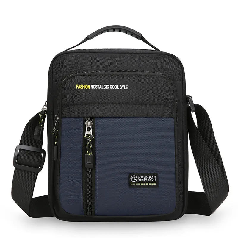 Men's casual nylon messenger bag in crossbody design available in four colour options
