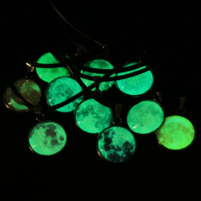 Christmas constellation glass pendant necklace with luminous alloy chain in one of ten colour options