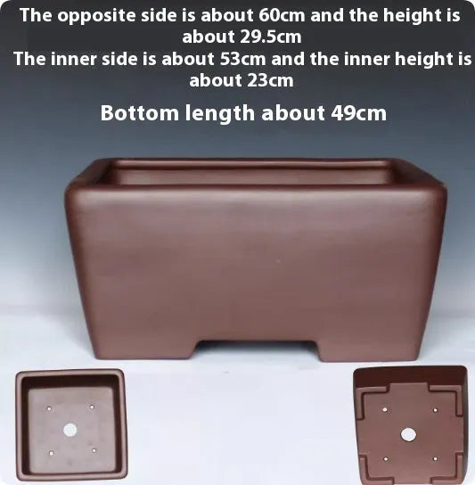 Square purple clay succulent bonsai pot in classical style on tabletop