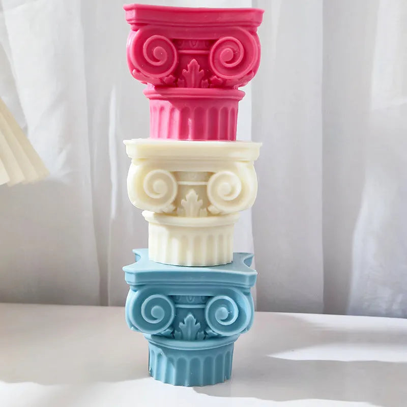21.5cm tall Roman pillar silicone mould for candles and crafts in modern simplicity style
