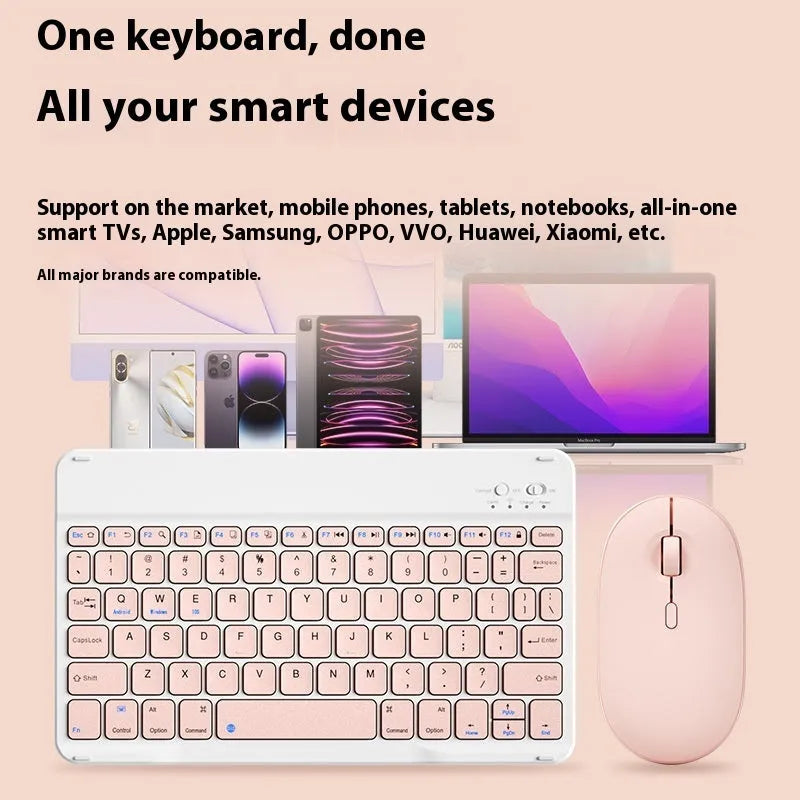 Pink and white Bluetooth wireless keyboard for girls with optional matching mouse