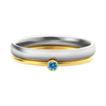December birthstone engraved titanium steel ring on a geometry band in gold and steel colours