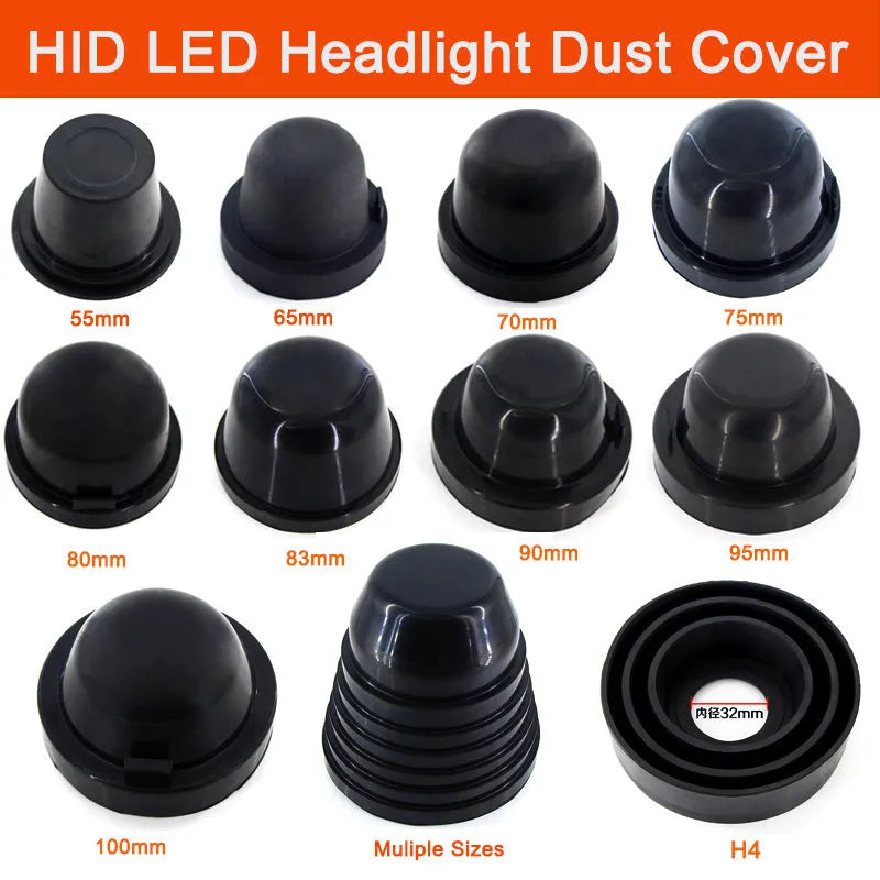 Black silicone circular dust cover with 90mm diameter for GM car LED headlight seal.