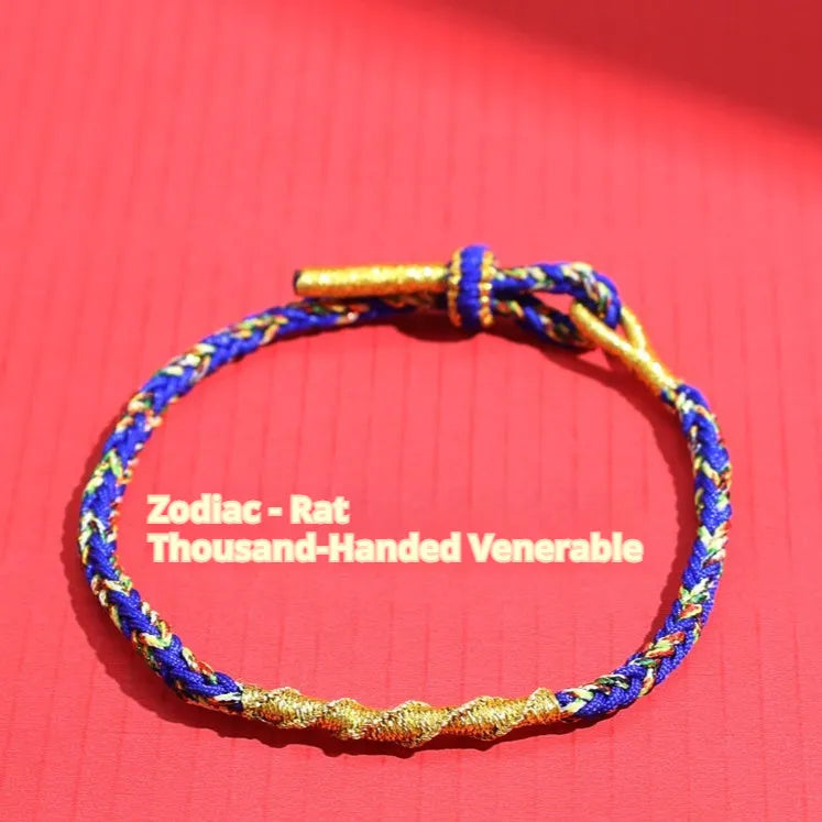 Hand-woven eight-strand guard strap bracelet in zodiac-themed colours with national tide style design