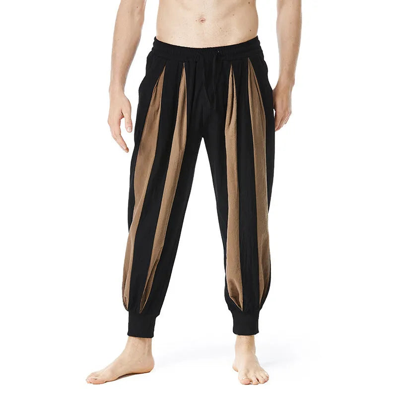 Men's straight leg casual trousers in brown, khaki, red or yellow colours with spring styling